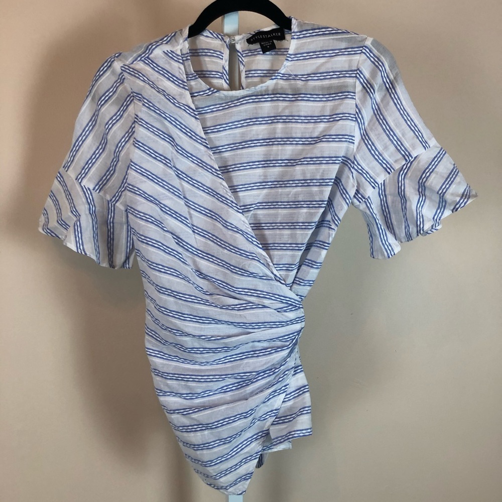 Stylestalker Blue Striped Wrap Top (S) NWOT